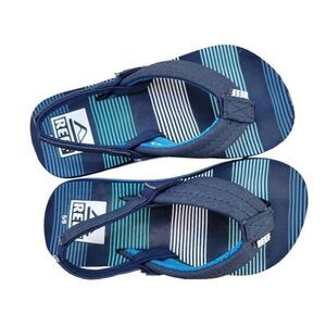 Reef Lil Little Ahi Flip Flop Sandals Infant Toddler Sz 5/6 Deep Sea Stripes blu